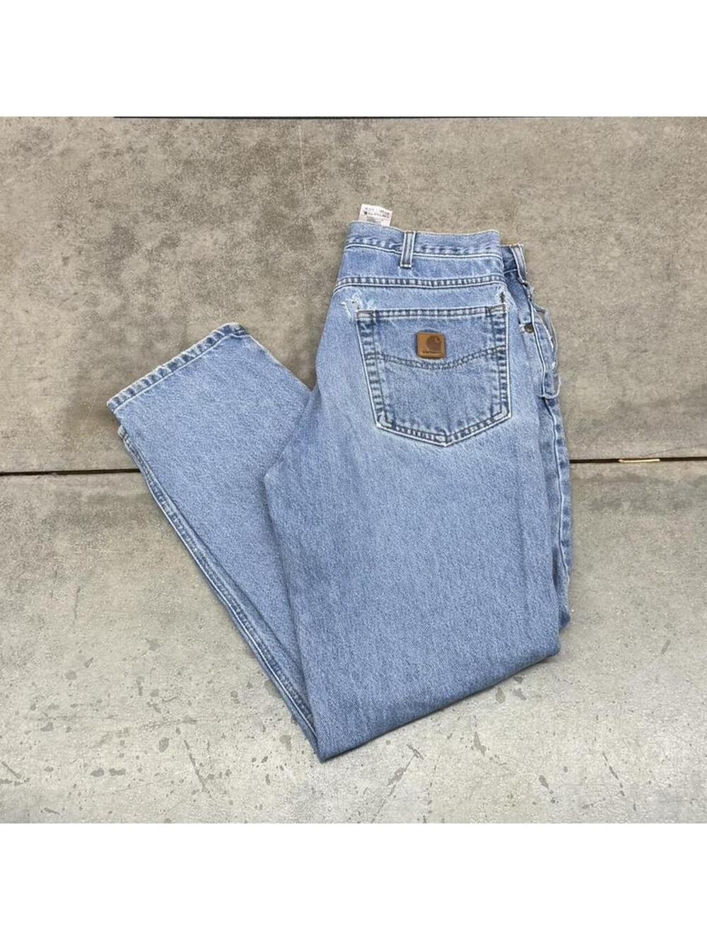 vintage carhartt faded blue relaxed baggy fit jeans size 34 x 32